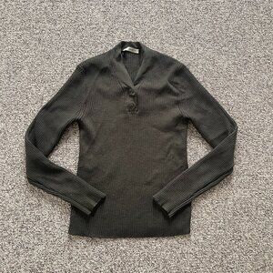 Prada Made in Italy Brown Ribbed Knit Sweater Top 40